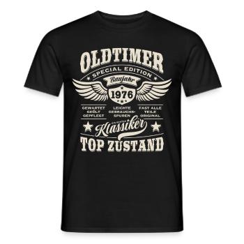 Oldtimer Baujahr 1976 - Geburtstag - Geschenk - Männer T-Shirt - Schwarz - Vorne - AI Model Male 178 light (178cm)