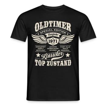 Oldtimer Baujahr 1971 - Geburtstag - Geschenk - Männer T-Shirt - Schwarz - Vorne - AI Model Male 178 light (178cm)