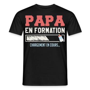 Papa en Formation - Chargement en Cours - T-shirt homme - noir - Devant - AI Model Male 178 light (178cm)