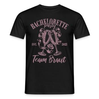Bachelorette Party 2025 Team Braut Name eintragen - Männer T-Shirt - Schwarz - Vorne - AI Model Male 178 light (178cm)
