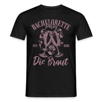 Bachelorette Party 2025 Die Braut Name eintragen - Männer T-Shirt - Schwarz - Vorne - AI Model Male 178 light (178cm)