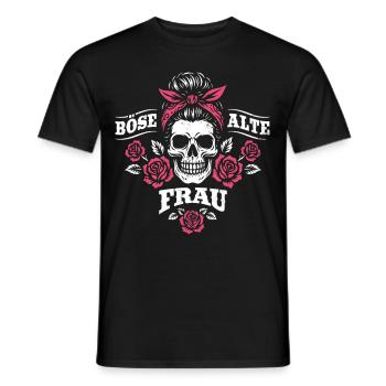Böse alte Frau - Totenkopf - Rosen - Spruch - Männer T-Shirt - Schwarz - Vorne - AI Model Male 178 light (178cm)