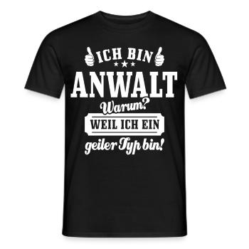 Ich bin Anwalt weil ich ein geiler Typ bin - Männer T-Shirt - Schwarz - Vorne - AI Model Male 178 light (178cm)