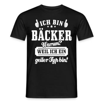 Ich bin Bäcker weil ich ein geiler Typ bin - Männer T-Shirt - Schwarz - Vorne - AI Model Male 178 light (178cm)