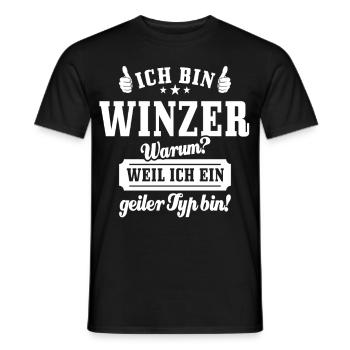 Ich bin Winzer weil ich ein geiler Typ bin - Männer T-Shirt - Schwarz - Vorne - AI Model Male 178 light (178cm)