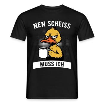 Freche Ente - Nen Scheiß muss ich - Kaffee - Männer T-Shirt - Schwarz - Vorne - AI Model Male 178 light (178cm)