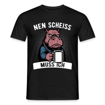Stures Nilpferd - Nen Scheiß muss ich - Kaffee - Männer T-Shirt - Schwarz - Vorne - AI Model Male 178 light (178cm)