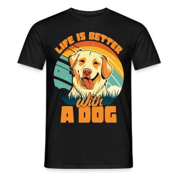 La vie est meilleure avec un chien Dictons de chien - T-shirt homme - noir - Devant - AI Model Male 178 light (178cm)