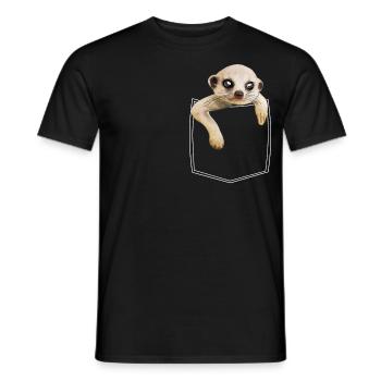 Suricate suricate dans la poche poitrine chemise chemise - T-shirt homme - noir - Devant - AI Model Male 178 light (178cm)
