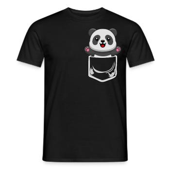 Panda Bear in Breast Pocket Shirt Pocket Pocket - Men's T-Shirt - black - Front - AI Model Male 178 light (178cm)