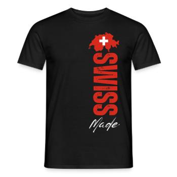 Made in Switzerland, fierté suisse - T-shirt homme - noir - Devant - AI Model Male 178 light (178cm)
