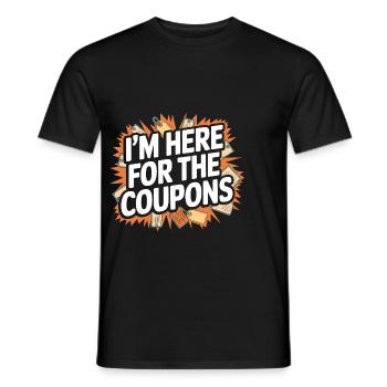 Ich bin hier für die Coupons Couponer Shopper Speichern - Männer T-Shirt - Schwarz - Vorne - AI Model Male 178 light (178cm)
