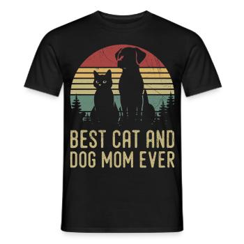 Retro Cat Dog Mom Cat Mama For mama Puppy Kitty - T-shirt homme - noir - Devant - AI Model Male 178 light (178cm)
