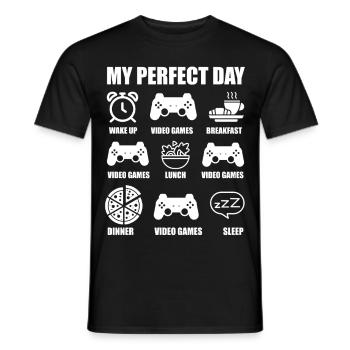 My perfect day - gamer - T-shirt homme - noir - Devant - AI Model Male 178 light (178cm)