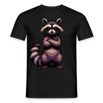 raccoon raccoons forest animal funny raccoon - Men's T-Shirt - black - Front - AI Model Male 178 light (178cm)