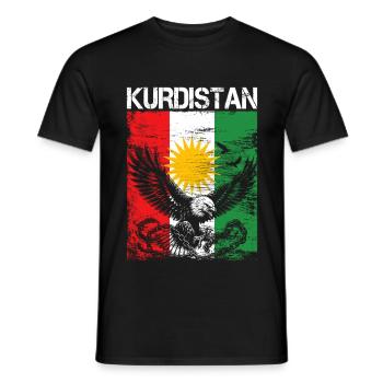 Drapeau du Kurdistan Bakur Bashur Rojava Rojhlt Newroz - T-shirt homme - noir - Devant - AI Model Male 178 light (178cm)