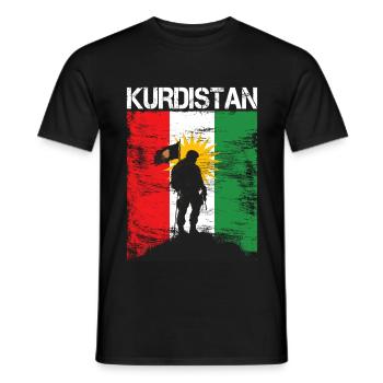 Kurdistan Flag,Kurdistan,Syria,Iraq,Iran,Flag - Men's T-Shirt - black - Front - AI Model Male 178 light (178cm)