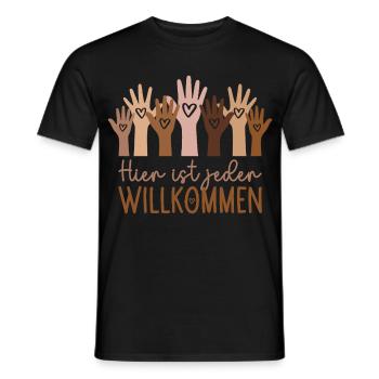 Hier ist jeder willkommen - Männer T-Shirt - Schwarz - Vorne - AI Model Male 178 light (178cm)