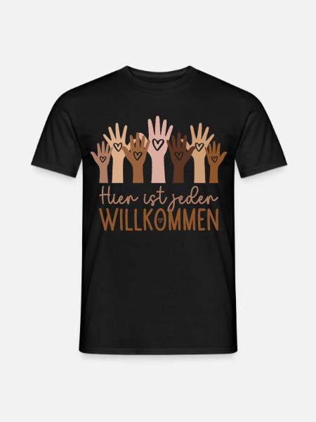 Hier ist jeder willkommen - Männer T-Shirt - Schwarz