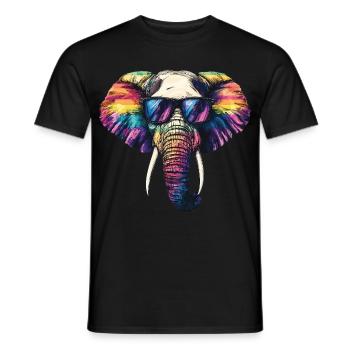 Lunettes de soleil éléphant - T-shirt homme - noir - Devant - AI Model Male 178 light (178cm)