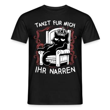 Tanzt für mich ihr Narren - König faule Katze - Männer T-Shirt - Schwarz - Vorne - AI Model Male 178 light (178cm)