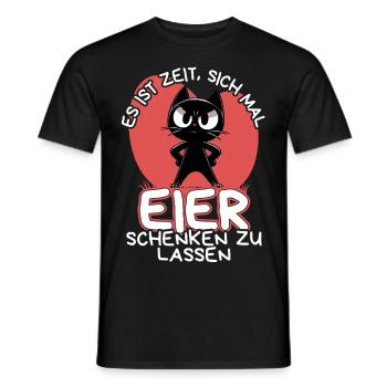 Zeit für Eier – Katze mit Haltung und Ansage - Männer T-Shirt - Schwarz - Vorne - AI Model Male 178 light (178cm)