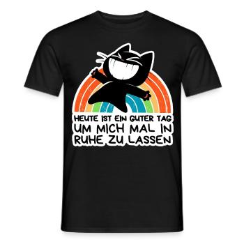 Lass mich in Ruhe: Glücklich allein mit Regenbogen - Männer T-Shirt - Schwarz - Vorne - AI Model Male 178 light (178cm)