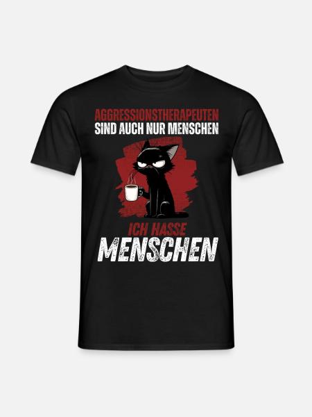 Aggressionstherapeuten – Ich hasse Menschen - Männer T-Shirt - Schwarz