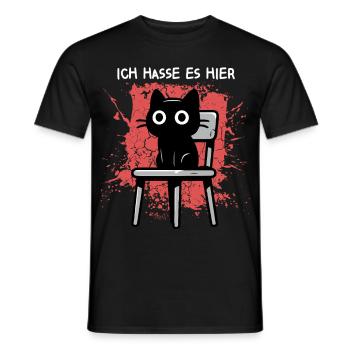 Ich hasse es hier - Süße schwarze Katze Zynisch - Männer T-Shirt - Schwarz - Vorne - AI Model Male 178 light (178cm)