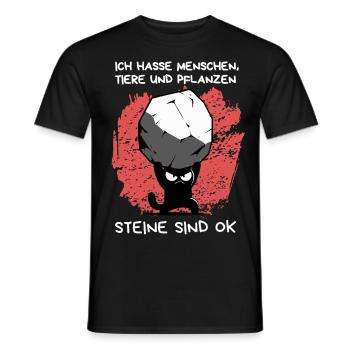 Ich hasse Menschen, Tiere und Pflanzen - Katze - Männer T-Shirt - Schwarz - Vorne - AI Model Male 178 light (178cm)