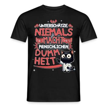 Niemals die Macht der Dummheit unterschätzen - Männer T-Shirt - Schwarz - Vorne - AI Model Male 178 light (178cm)