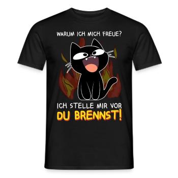 Ich stelle mir vor du brennst - Schwarze Katze - Männer T-Shirt - Schwarz - Vorne - AI Model Male 178 light (178cm)