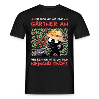 Leg dich nie mit einem Gärtner an – Katze - Männer T-Shirt - Schwarz - Vorne - AI Model Male 178 light (178cm)