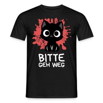 Bitte geh weg Süße schwarze Katze mit großen Augen - Männer T-Shirt - Schwarz - Vorne - AI Model Male 178 light (178cm)