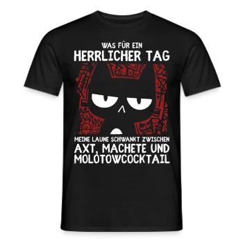 Wortlose Verachtung im Katzenformat schwarz & böse - Männer T-Shirt - Schwarz - Vorne - AI Model Male 178 light (178cm)