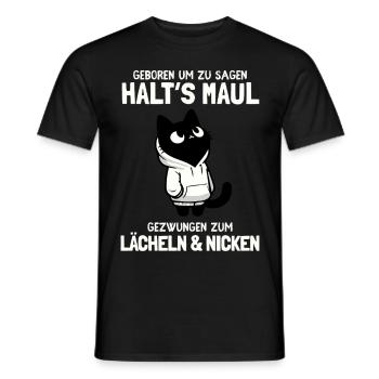 Geboren zu sagen Halt's Maul - Katze mit Hoodie - Männer T-Shirt - Schwarz - Vorne - AI Model Male 178 light (178cm)
