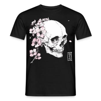 Crâne de cerisier en fleur de cerisier de style japonais - T-shirt homme - noir - Devant - AI Model Male 178 light (178cm)