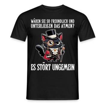 Ihr Atmen stört – Zynische Katze im Adel-Look - Männer T-Shirt - Schwarz - Vorne - AI Model Male 178 light (178cm)