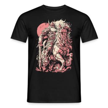 Guerrier viking sur cheval blanc à la pleine lune - T-shirt homme - noir - Devant - AI Model Male 178 light (178cm)
