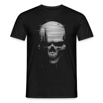 Glitch Skull Design – Cyberpunk Totenkopf Kunst - Männer T-Shirt - Schwarz - Vorne - AI Model Male 178 light (178cm)