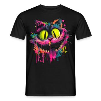 Colorful Psychedelic Cheshire Cat Street Art Style - Men's T-Shirt - black - Front - AI Model Male 178 light (178cm)