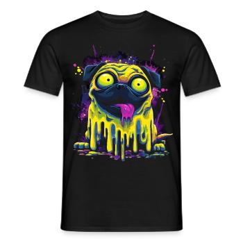 Trippy Psychedelischer Mops Bunter Graffiti Style - Männer T-Shirt - Schwarz - Vorne - AI Model Male 178 light (178cm)