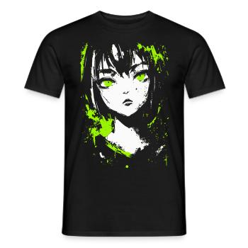 Grunge Anime Girl - Look néon pour une esthétique sombre - T-shirt homme - noir - Devant - AI Model Male 178 light (178cm)