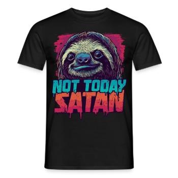 Not Today Satan Sloth – Funny Saying - Men's T-Shirt - black - Front - AI Model Male 178 light (178cm)