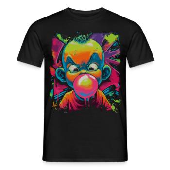 Angry Bubblegum Kid Comic Street Art Neon Look - Men's T-Shirt - black - Front - AI Model Male 178 light (178cm)