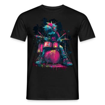 Tambour coloré style bande dessinée Splash Art Design - T-shirt homme - noir - Devant - AI Model Male 178 light (178cm)