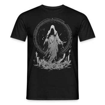 Dark Summoner – Occult Rune Circle Reaper - Men's T-Shirt - black - Front - AI Model Male 178 light (178cm)