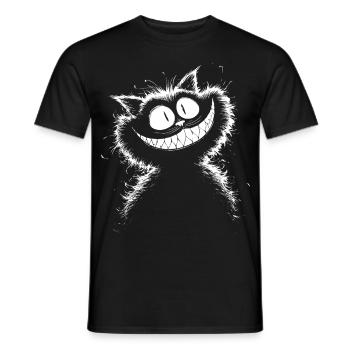 Black and white Cheshire Cat – dark fluffy wild - Men's T-Shirt - black - Front - AI Model Male 178 light (178cm)