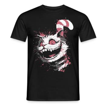 Psycho Cat Design – Crazy Cheshire Cat Look - Men's T-Shirt - black - Front - AI Model Male 178 light (178cm)