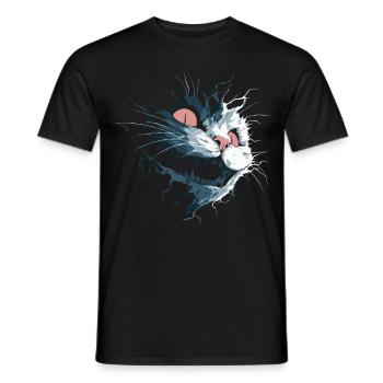 Torn Cheshire Cat – Dark Nightmare Gaze - Men's T-Shirt - black - Front - AI Model Male 178 light (178cm)